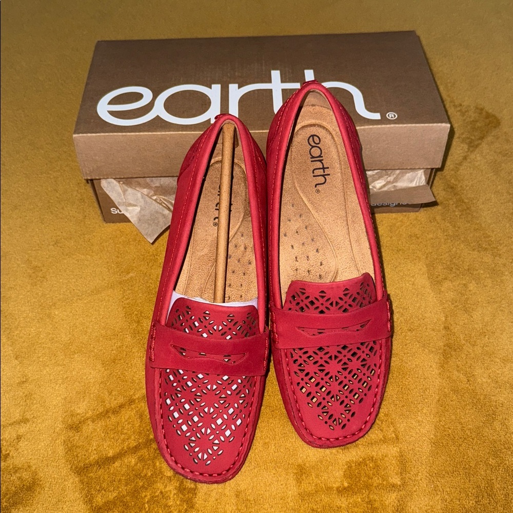 Earth Red Perforated Loafers